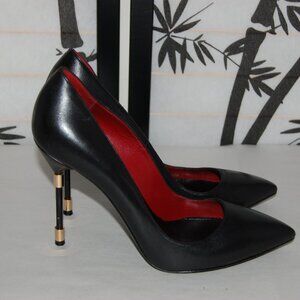 40.5/ 9.5❤️Made ITALY RUBEUS MILANO Leather High Heels Pointy PUMPS Sandals